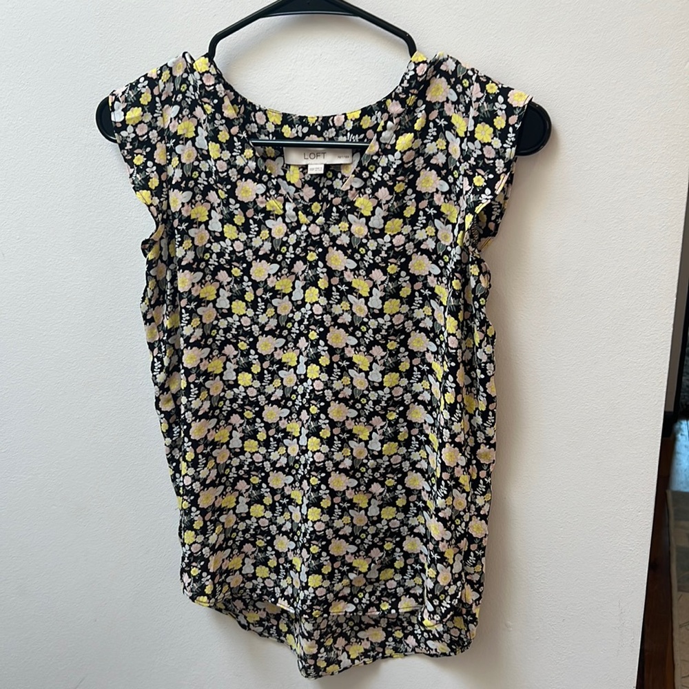 Floral work blouse LOFT XXS Petite
